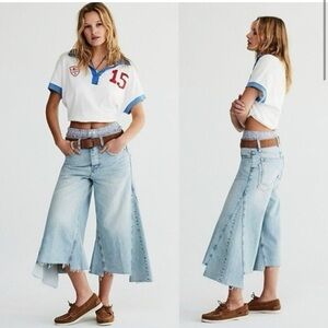 Free‎ People Ripple Wide Leg Crop Jeans
